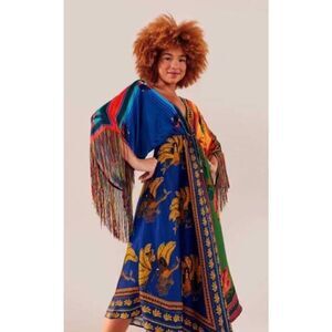 FARM Rio Multicolor Fringe Midi Dress